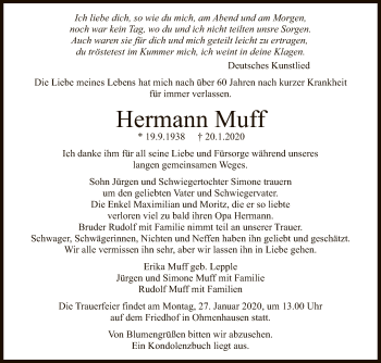 Traueranzeigen Von Hermann Muff Trauer Gea De