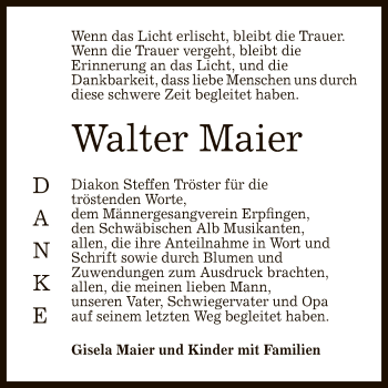 Anzeige von Walter Maier von Reutlinger General-Anzeiger