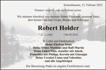 Anzeige von Robert Holder von Reutlinger General-Anzeiger