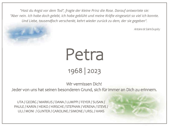 Anzeige von Petra  von Reutlinger General-Anzeiger