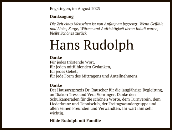 Anzeige von Hans Rudolph von Reutlinger General-Anzeiger