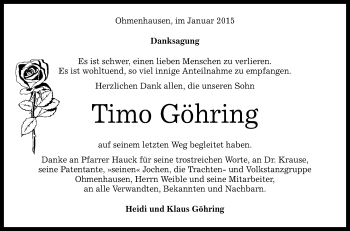 Anzeige von Timo Göhring von Reutlinger Generalanzeiger