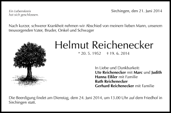 Anzeige von Helmut Reichenecker von Reutlinger Generalanzeiger