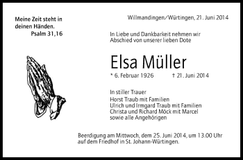 Anzeige von Elsa Müller von Reutlinger Generalanzeiger