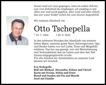 Anzeige von Otto Tschepella von Reutlinger Generalanzeiger