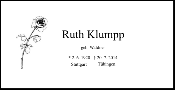 Anzeige von Ruth Klumpp von Reutlinger Generalanzeiger