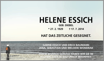 Anzeige von Helene Essich von Reutlinger Generalanzeiger