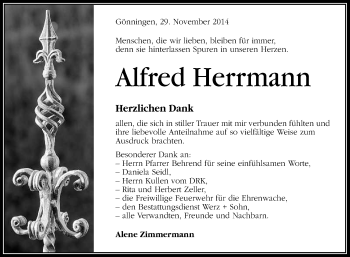 Anzeige von Alfred Herrmann von Reutlinger Generalanzeiger