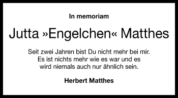 Anzeige von Jutta Matthes von Reutlinger Generalanzeiger