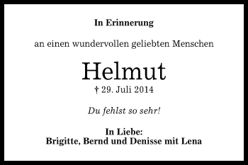 Anzeige von Helmut Schaupp von Reutlinger Generalanzeiger