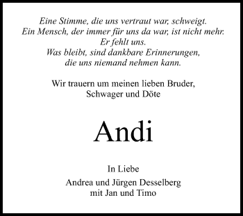 Anzeige von Andreas Meyer von Reutlinger Generalanzeiger