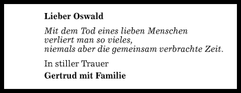 Anzeige von Oswald  von Reutlinger Generalanzeiger