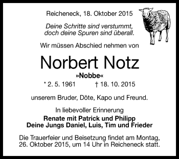 Anzeige von Norbert Notz von Reutlinger Generalanzeiger