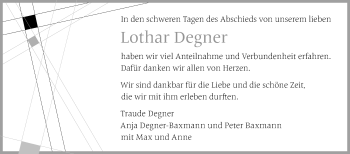 Anzeige von Lothar Degner von Reutlinger Generalanzeiger