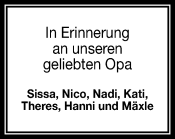 Anzeige von Opa  von Reutlinger Generalanzeiger