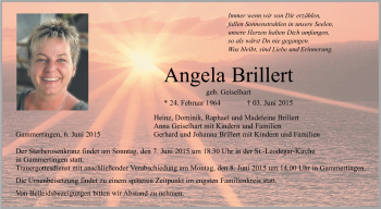 Anzeige von Angela Brillert von Reutlinger Generalanzeiger