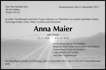 Anzeige von Anna Maier von Reutlinger Generalanzeiger