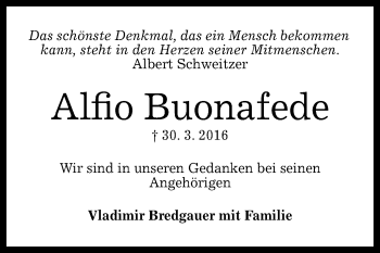 Anzeige von Alfio Buonafede von Reutlinger Generalanzeiger
