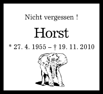 Anzeige von Horst  von Reutlinger Generalanzeiger