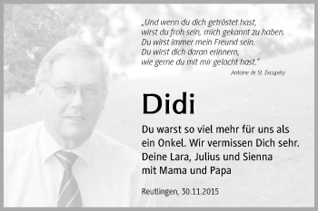 Anzeige von Didi  von Reutlinger Generalanzeiger