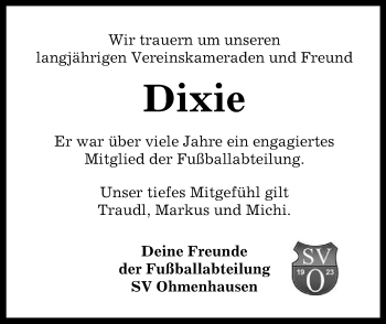 Anzeige von Dixie  von Reutlinger Generalanzeiger