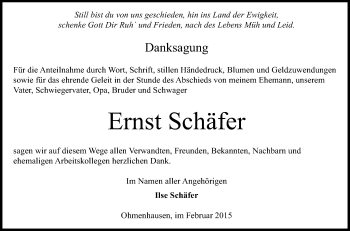 Anzeige von Ernst Schäfer von Reutlinger Generalanzeiger