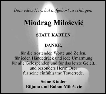 Anzeige von Miodrag Milosevic von Reutlinger Generalanzeiger