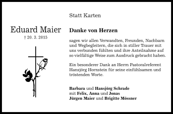 Anzeige von Eduard Maier von Reutlinger Generalanzeiger