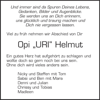 Anzeige von Helmut  von Reutlinger Generalanzeiger