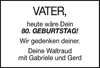 Anzeige von Vater  von Reutlinger Generalanzeiger