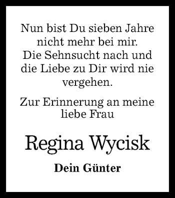 Anzeige von Regina Wycisk von Reutlinger Generalanzeiger