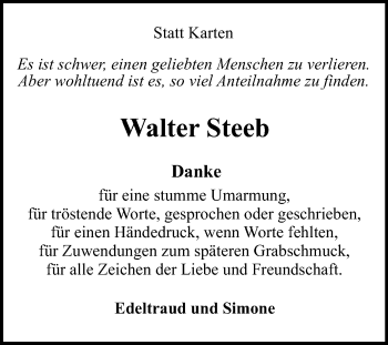 Anzeige von Walter Steeb von Reutlinger Generalanzeiger