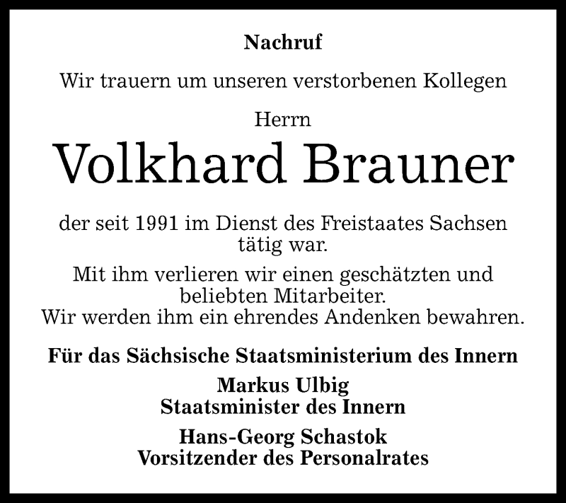  Traueranzeige für Volkhard Brauner vom 20.10.2015 aus Reutlinger Generalanzeiger