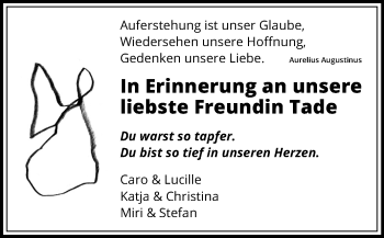 Anzeige von Tade  von Reutlinger Generalanzeiger