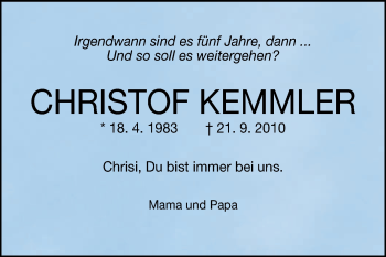 Anzeige von Christof Kemmler von Reutlinger Generalanzeiger