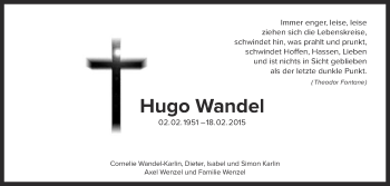 Anzeige von Hugo Wandel von Reutlinger Generalanzeiger