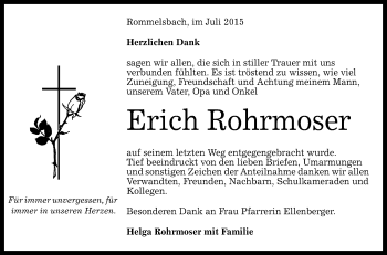 Anzeige von Erich Rohrmoser von Reutlinger Generalanzeiger