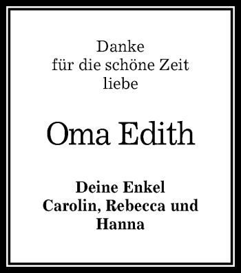 Anzeige von Edith Trepke von Reutlinger Generalanzeiger