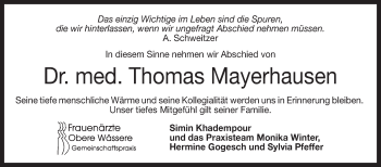 Anzeige von Thomas Mayerhausen von Reutlinger Generalanzeiger