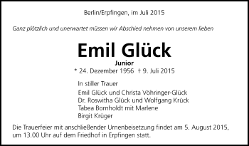 Anzeige von Emil GIck von Reutlinger Generalanzeiger