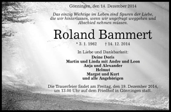Anzeige von Roland Bammert von Reutlinger Generalanzeiger