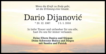Anzeige von Dario Dijanovic von Reutlinger Generalanzeiger