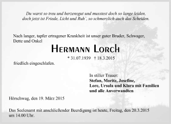 Anzeige von Hermann Lorch von Reutlinger Generalanzeiger
