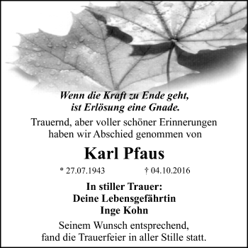 Anzeige von Karl Pfaus von Reutlinger Generalanzeiger