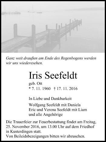 Anzeige von Iris Seefeldt von Reutlinger Generalanzeiger