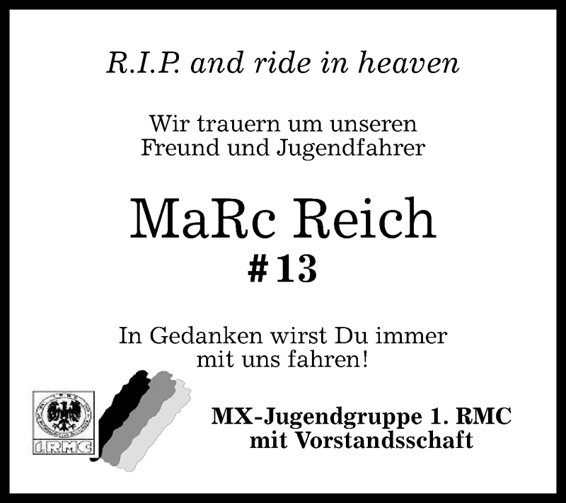  Traueranzeige für Marc Reich vom 19.11.2016 aus Reutlinger Generalanzeiger