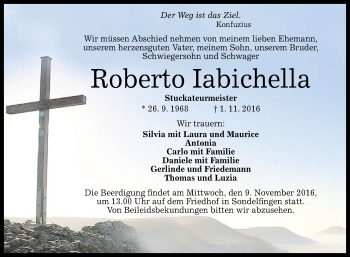 Anzeige von Roberto Iabichella von Reutlinger Generalanzeiger