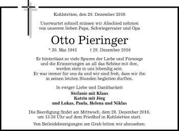 Anzeige von Otto Pieringer von Reutlinger Generalanzeiger