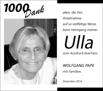 Anzeige von Ulla  von Reutlinger Generalanzeiger
