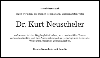Anzeige von Kurt Neuscheler von Reutlinger Generalanzeiger